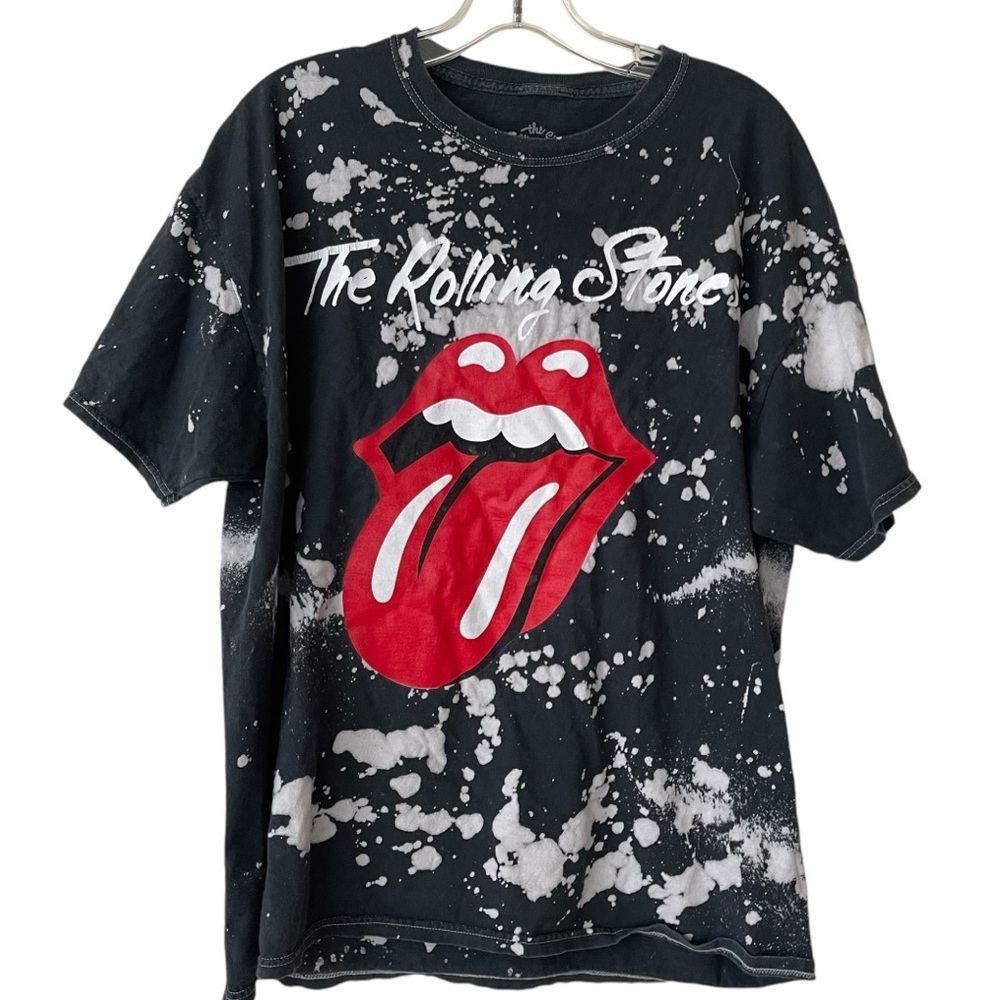 THE ROLLING STONES Tie Dye Distressed Tshirt size Large